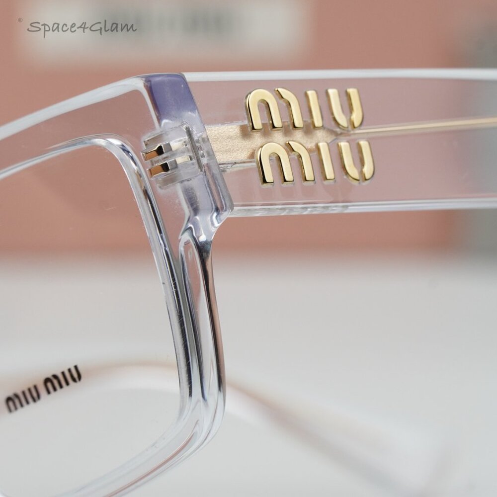 Miu Miu Women Eyeglasses Transparent Clear Rectangle MU02XV 2AZ1O1 NEW AUTHENTIC - Picture 7 of 11